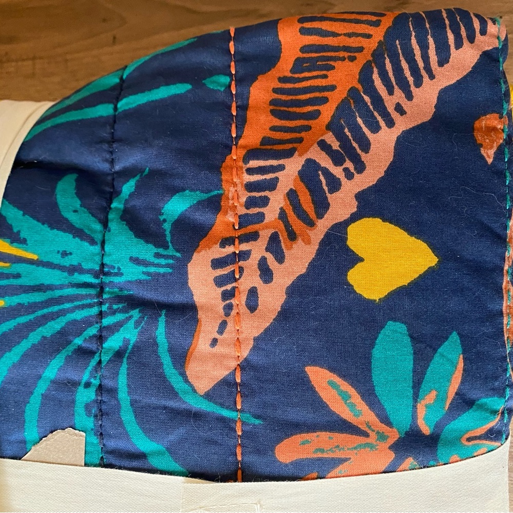 Opalhouse Navy Teal Orange Floral Accent Pillow with Yellow Tassels - Picture 7 of 9